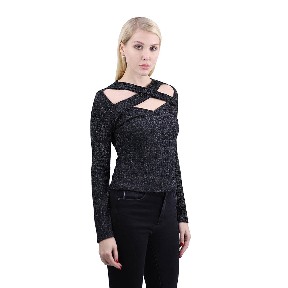 Women's Top Blouse Striped Black 1